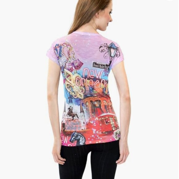 New Orleans Mardi Gras T-Shirt with Bling Size XXL - Picture 3 of 4